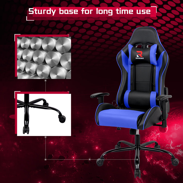 RIMIKING Adjustable Reclining Ergonomic Faux Leather Swiveling PC Racing Game Chair